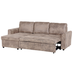 Ecksofa mit Schlaffunktion Lederoptik braun rechtsseitig NESNA