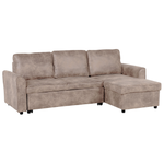 Ecksofa mit Schlaffunktion Lederoptik braun linksseitig NESNA
