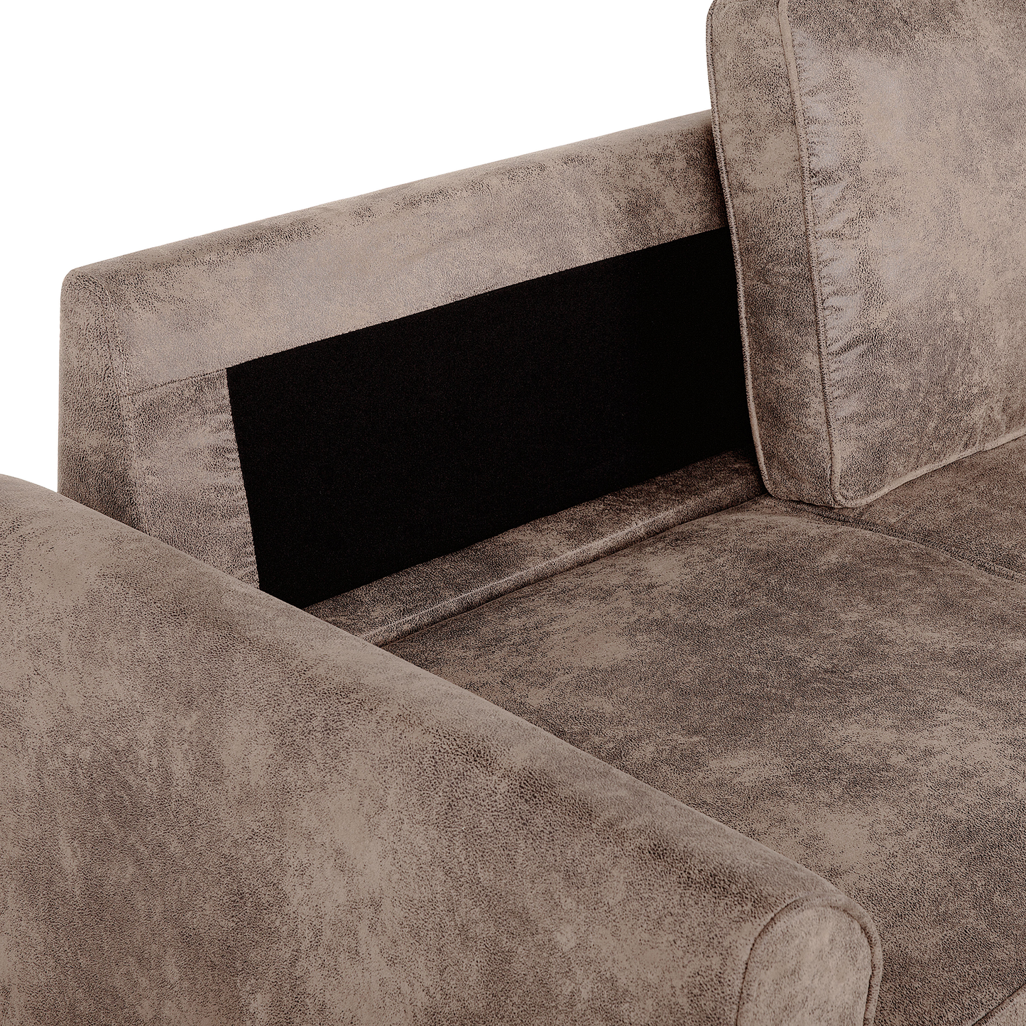 Ecksofa mit Schlaffunktion Lederoptik braun linksseitig NESNA