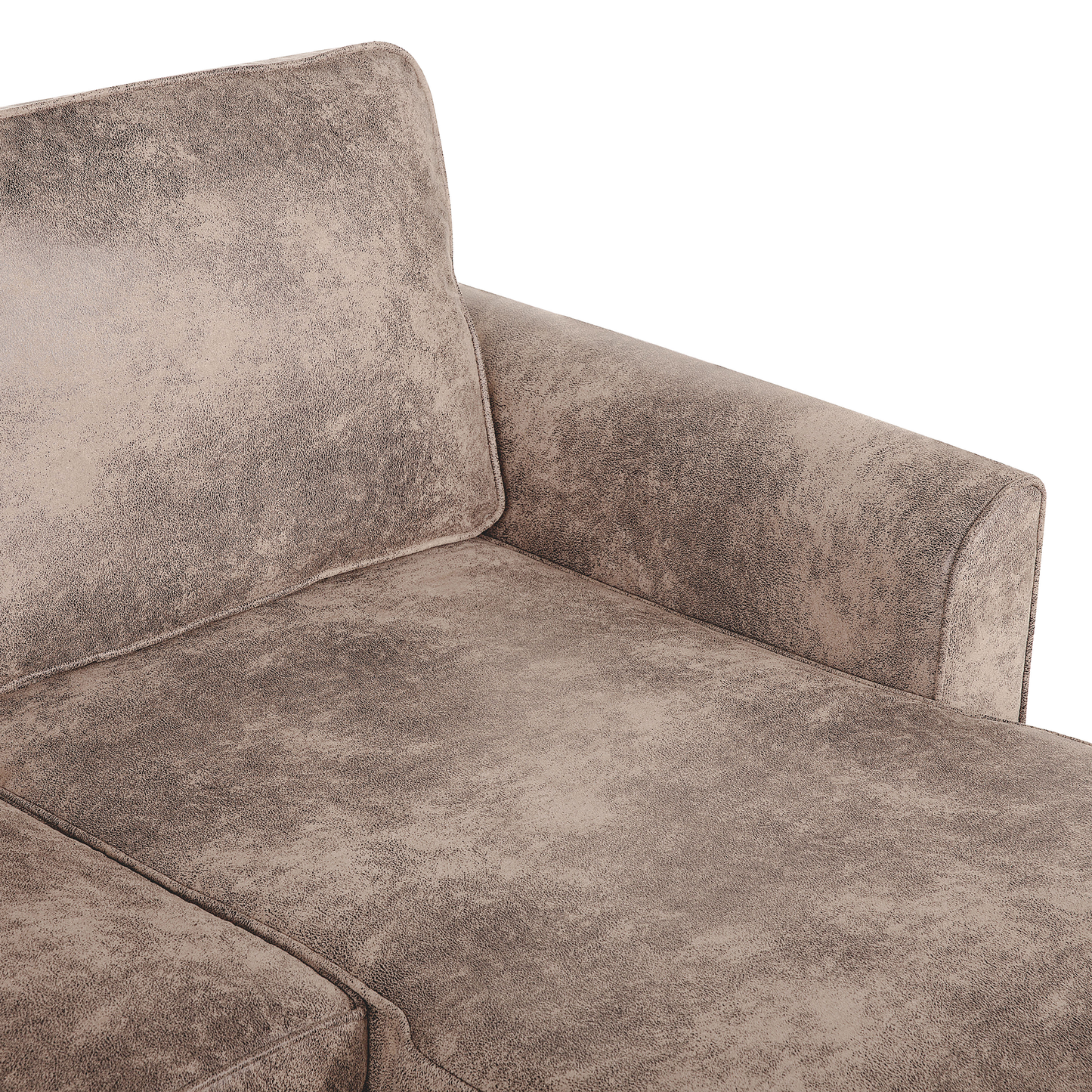 Ecksofa mit Schlaffunktion Lederoptik braun linksseitig NESNA