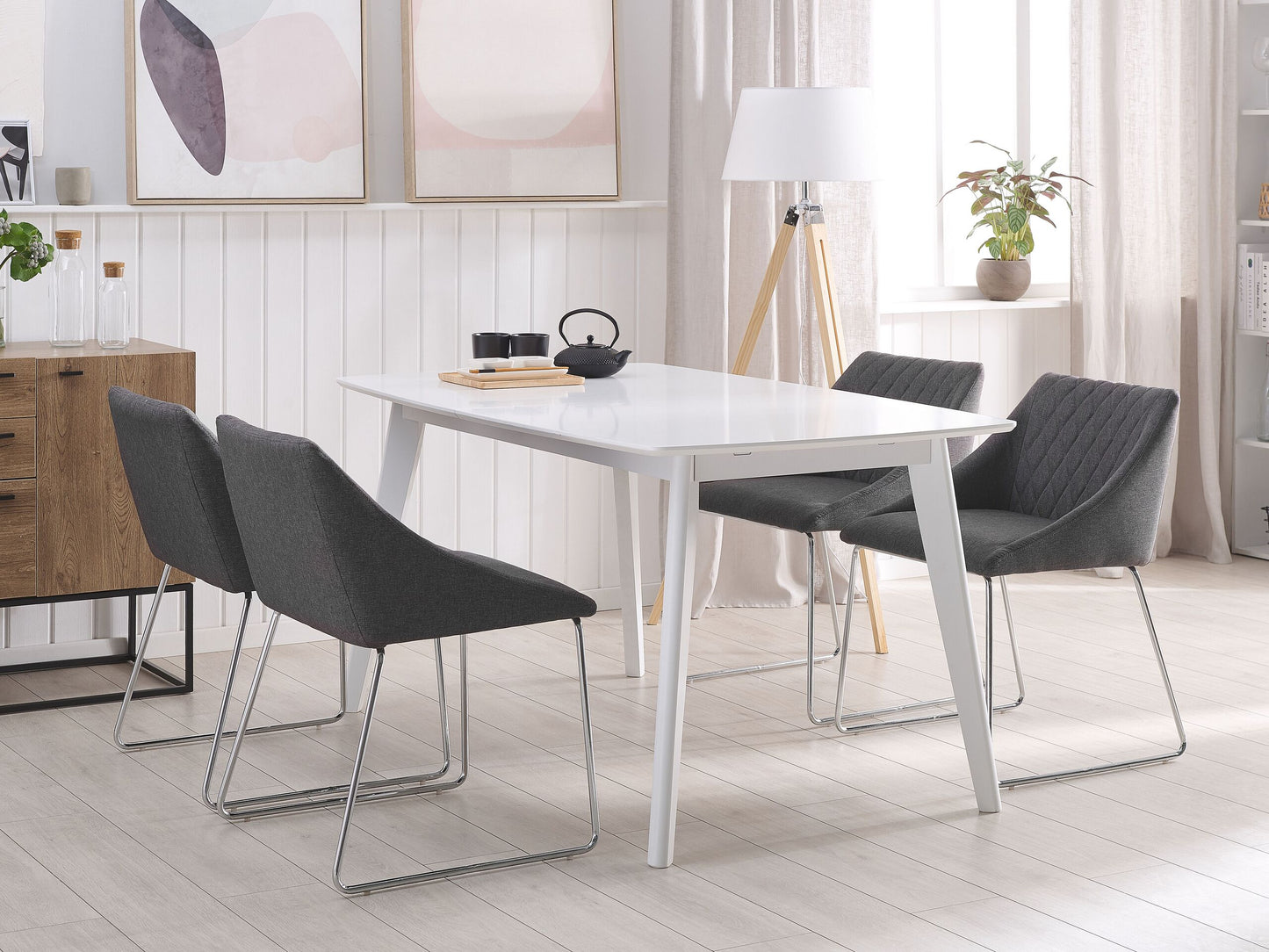 Esszimmerstuhl 2er Set Stoff Dunkelgrau ARCATA