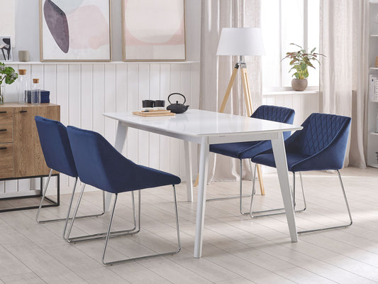 Esszimmerstuhl 2er Set ARCATA Samtstoff Marineblau