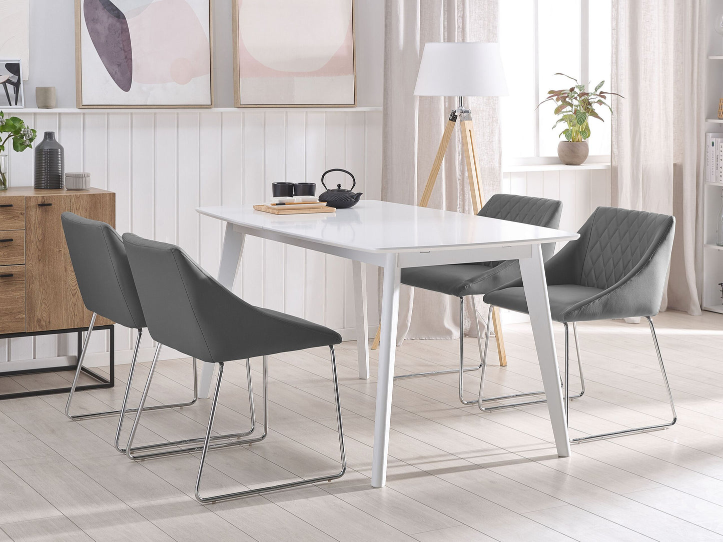 Esszimmerstuhl 2er Set ARCATA Kunstleder Grau