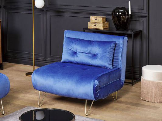 1-Sitzer Schlafsofa Samtstoff marineblau / gold VESTFOLD