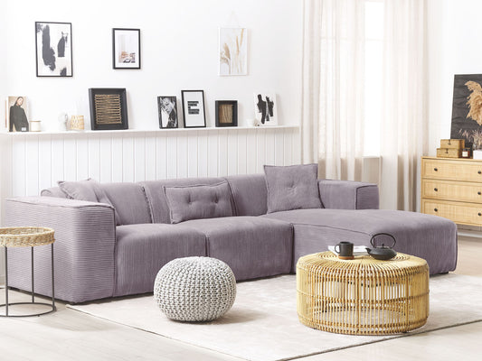 3-Sitzer Ecksofa Cord grau linksseitig DOLVA