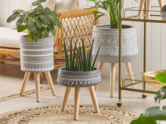 Blumentopf mit Beinen MOUSSATA Keramik 35 cm Grau