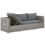 Garten Ecksofa mit Tisch 5-Sitzer SABBIA linksseitig modular Polyrattan Hellgrau