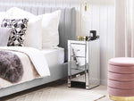 Nachttisch mit 3 Schublade LORRIS Glas Silber
