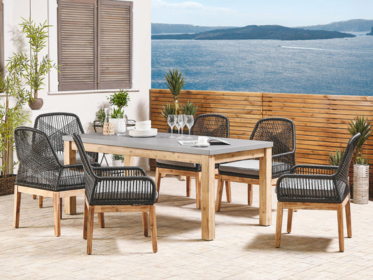 Set mit 2 Stühlen und Sitzkissen OLBIA Kunststoff Schwarz