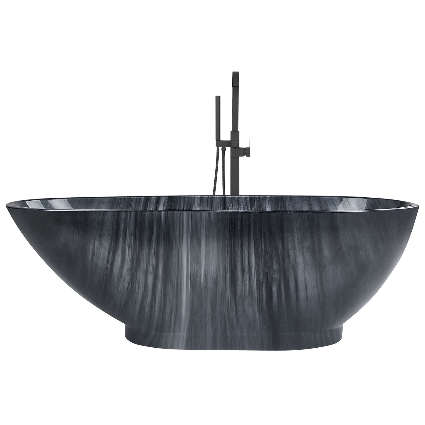 Badewanne freistehend schwarz Marmor Optik 170 x 80 cm RIOJA