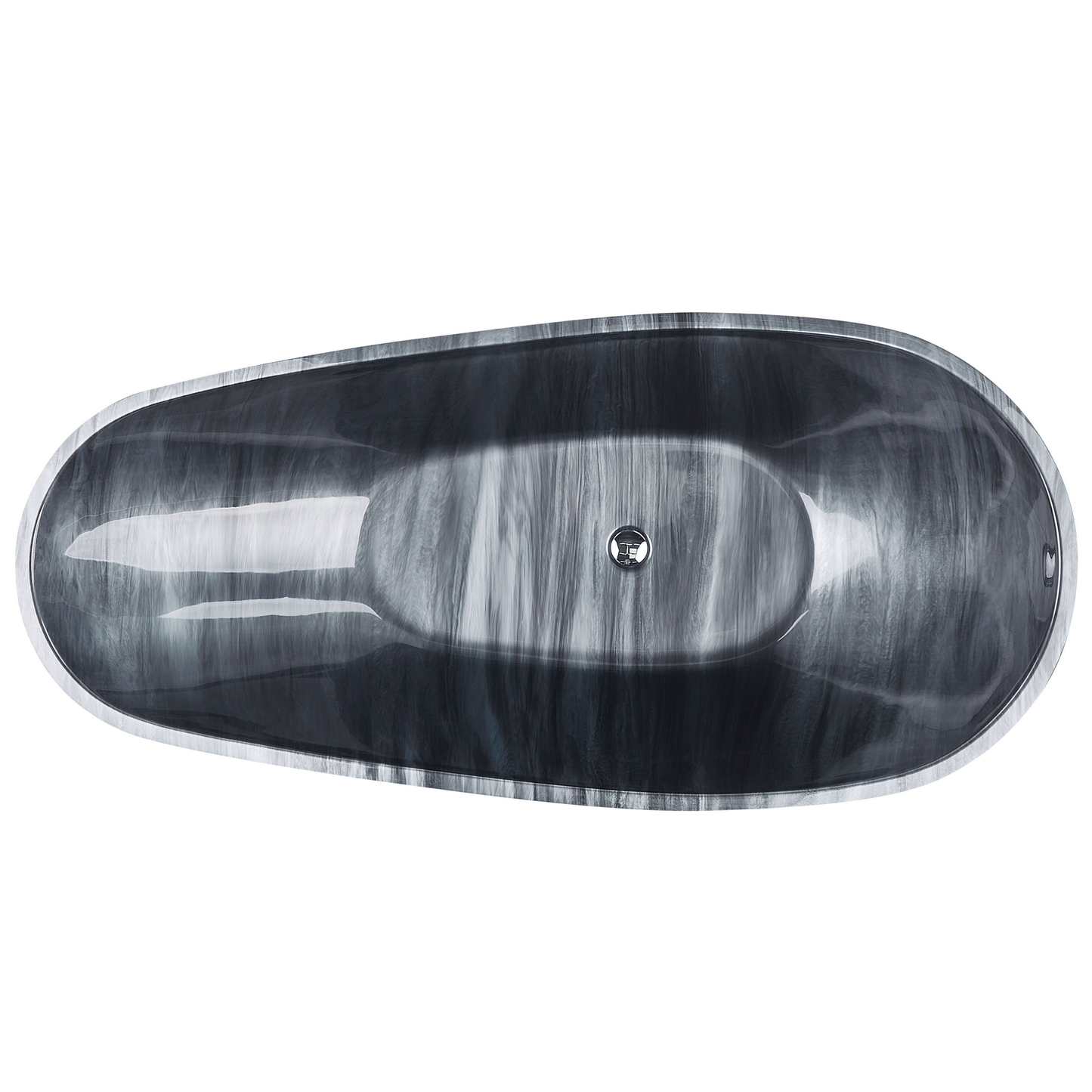 Badewanne freistehend schwarz Marmor Optik 170 x 80 cm RIOJA