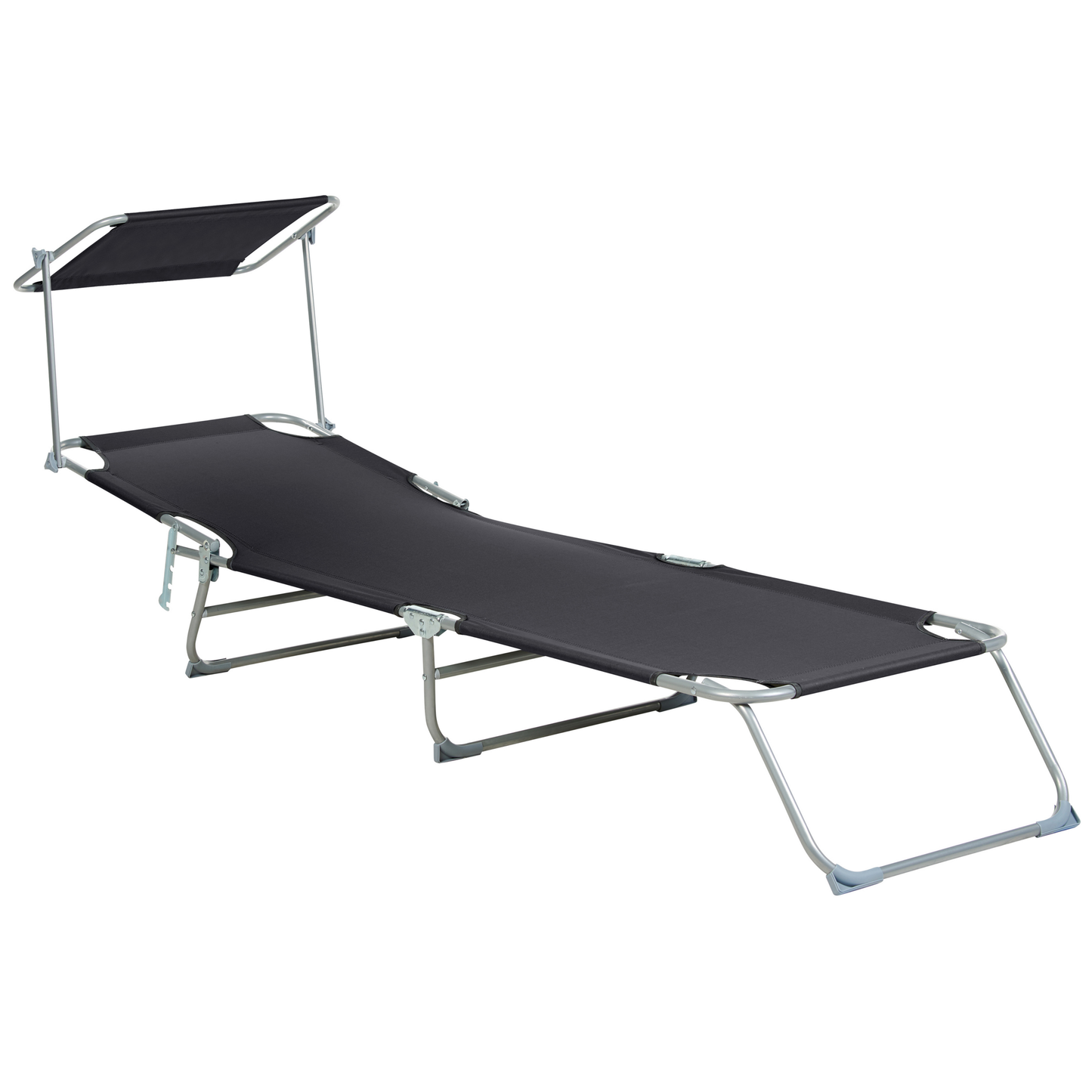 Gartenliege Stahl schwarz Sonnendach verstellbar FOLIGNO