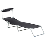 Gartenliege Stahl schwarz Sonnendach verstellbar FOLIGNO