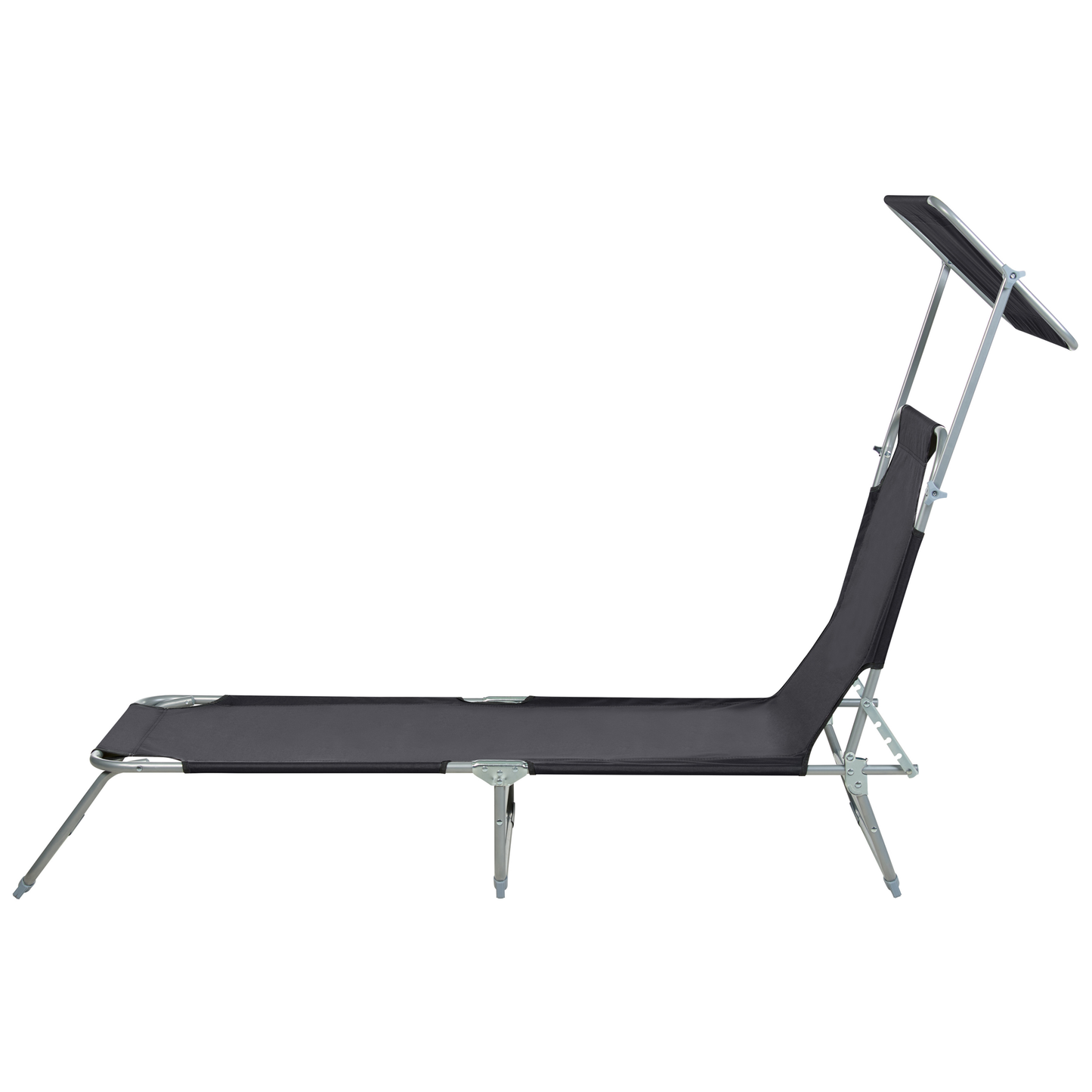 Gartenliege Stahl schwarz Sonnendach verstellbar FOLIGNO