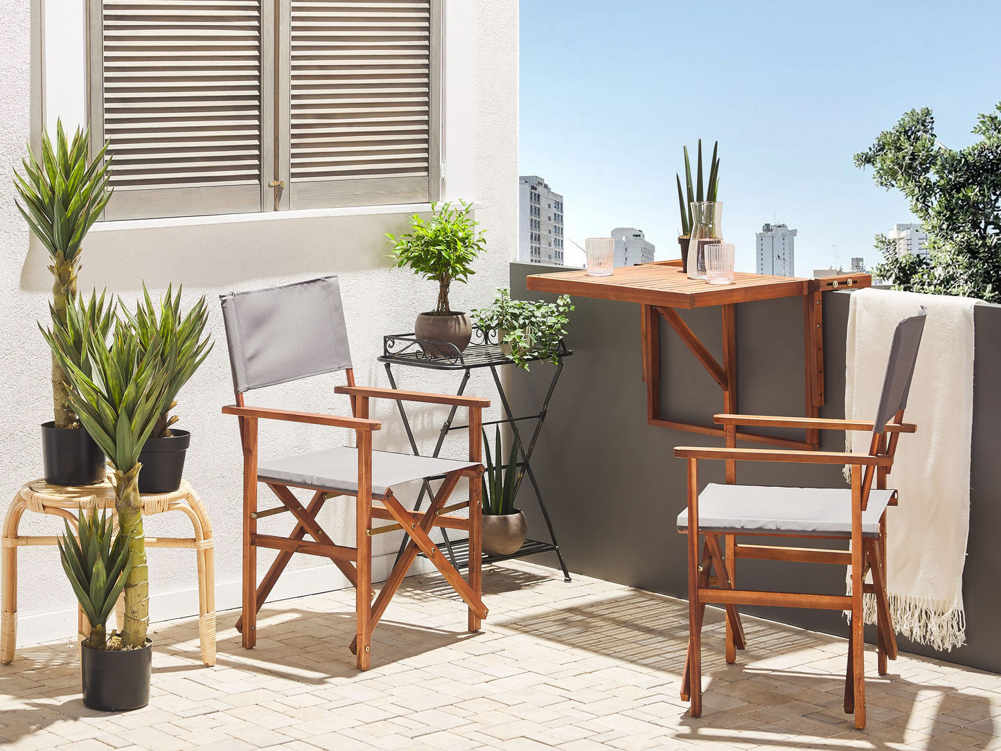 Gartenstuhl 2er Set CINE Akazienholz Grau