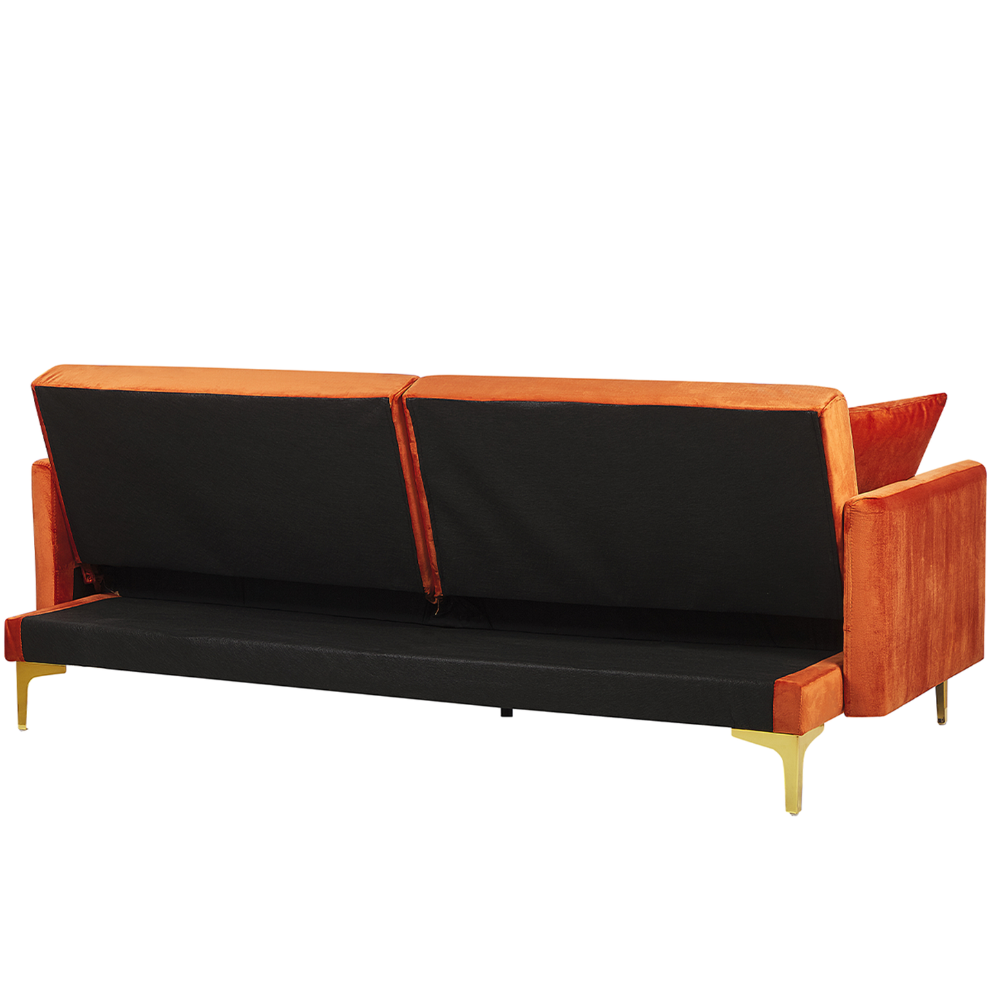 3-Sitzer Schlafsofa Samtstoff orange / gold LUCAN