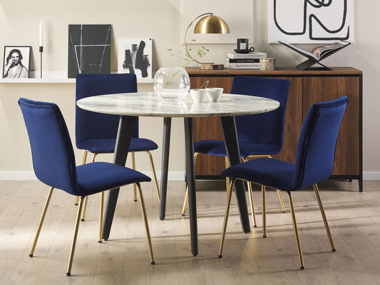 Esszimmerstuhl 2er Set Samtstoff Marineblau RUBIO