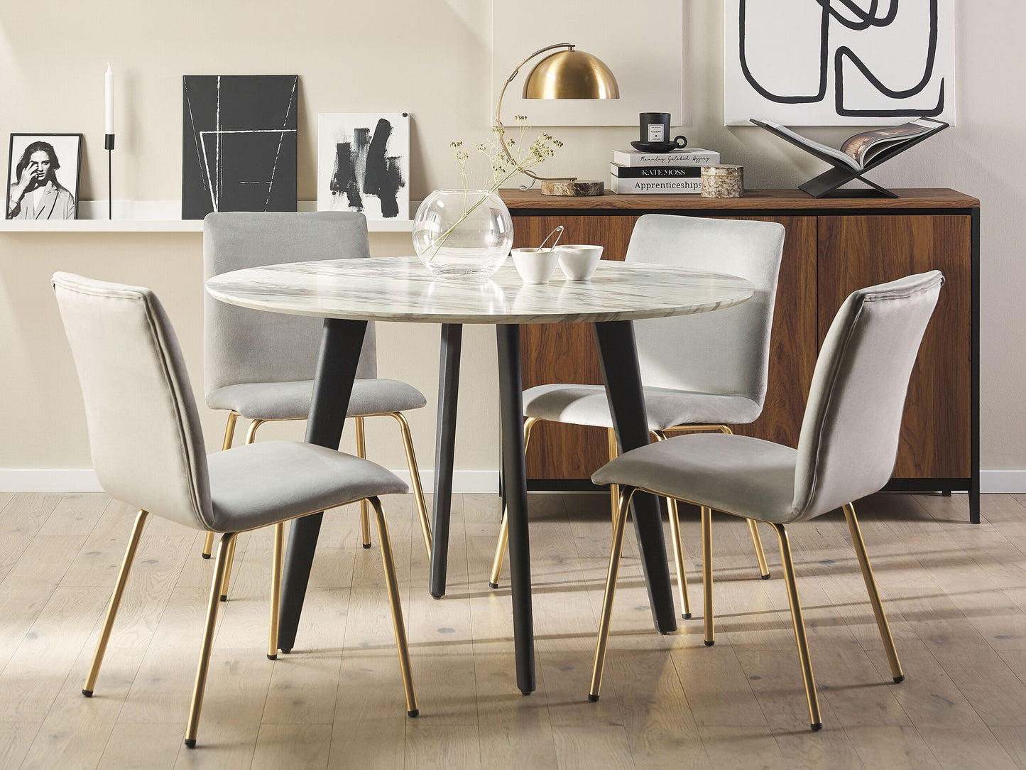 Esszimmerstuhl 2er Set RUBIO Samtstoff Grau