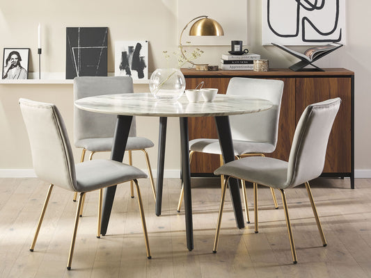 Esszimmerstuhl 2er Set RUBIO Samtstoff Grau