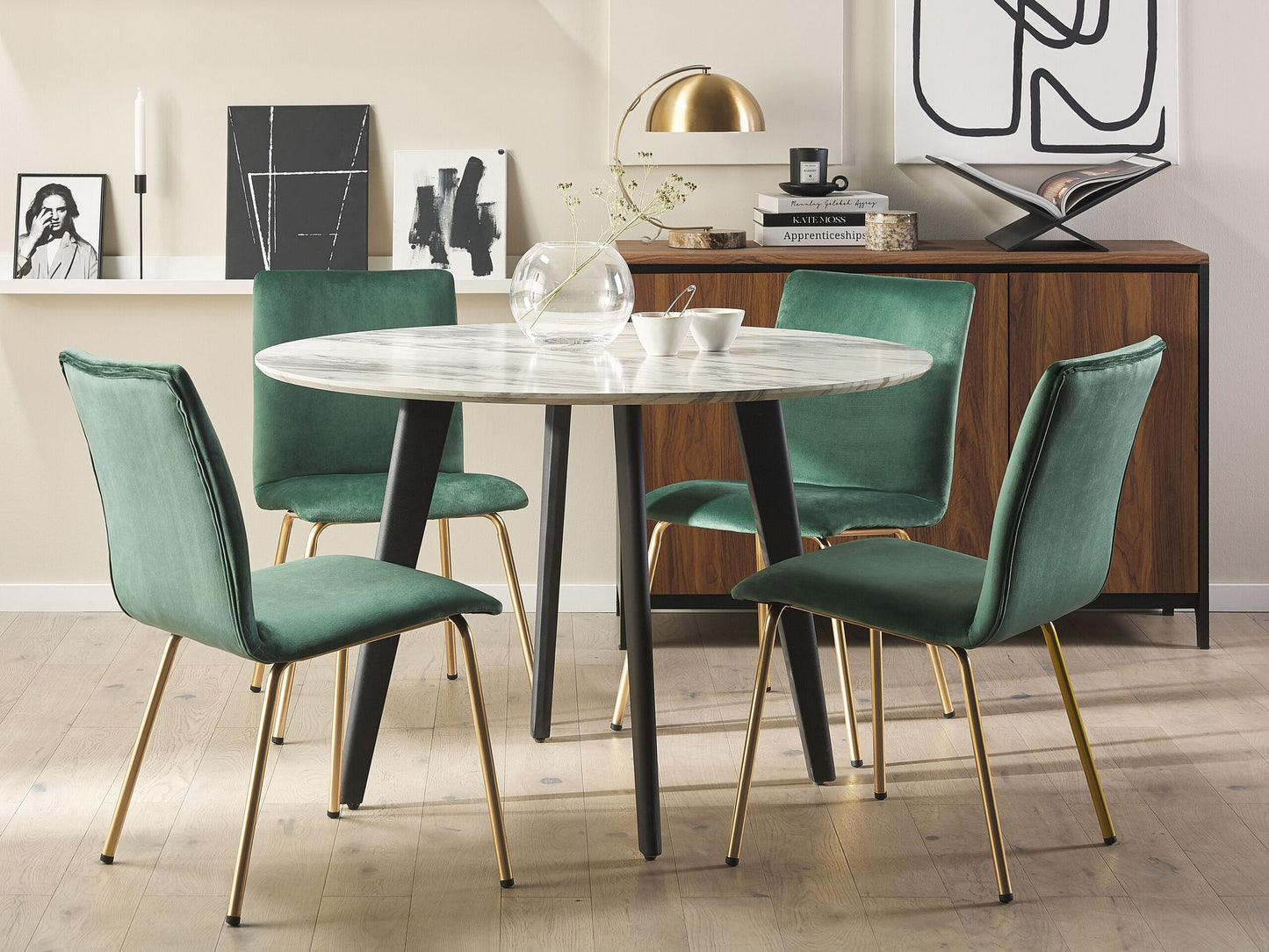 Esszimmerstuhl 2er Set RUBIO Samtstoff Smaragdgrün