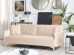 3-Sitzer Schlafsofa Samtstoff beige / gold LUCAN