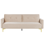 3-Sitzer Schlafsofa Samtstoff beige / gold LUCAN