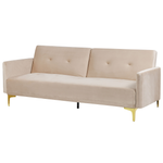 3-Sitzer Schlafsofa Samtstoff beige / gold LUCAN