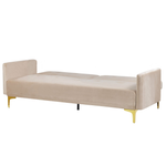 3-Sitzer Schlafsofa Samtstoff beige / gold LUCAN