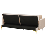 3-Sitzer Schlafsofa Samtstoff beige / gold LUCAN
