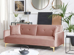 3-Sitzer Schlafsofa Samtstoff rosa / gold LUCAN