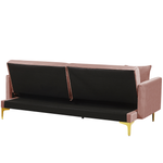 3-Sitzer Schlafsofa Samtstoff rosa / gold LUCAN