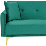 3-Sitzer Schlafsofa Samtstoff smaragdgrün / gold LUCAN