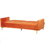 3-Sitzer Schlafsofa Samtstoff orange / gold LUCAN