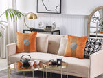 Dekokissen 2er Set CEROPEGIA Samtstoff 45 x 45 cm Orange Geometrisches Muster