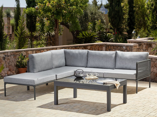 Garten Ecksofa mit Tisch 6-Sitzer FORANO Metall Grau