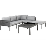 Garten Ecksofa mit Tisch 6-Sitzer FORANO Metall Grau