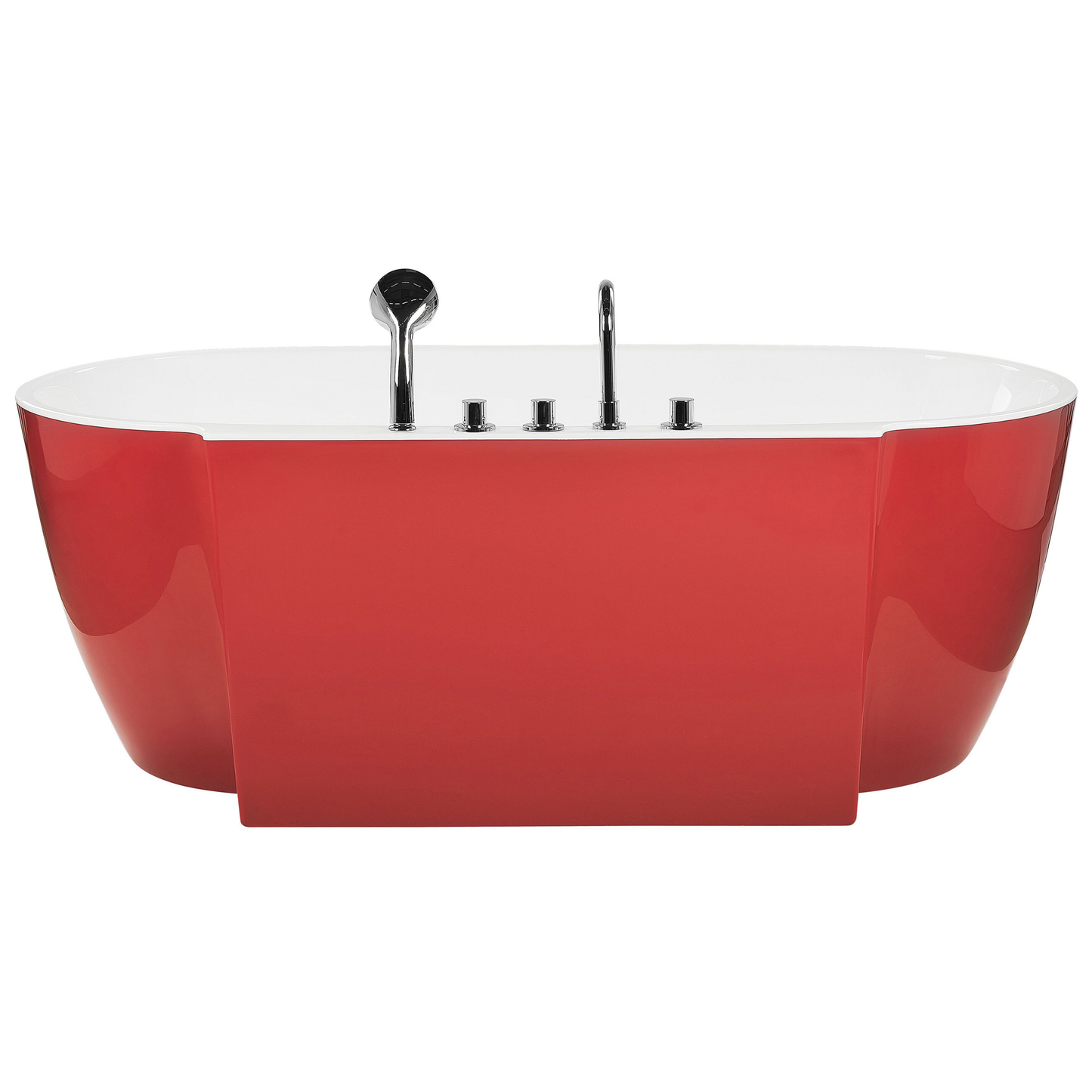 Badewanne freistehend rot mit Armatur oval 170 x 80 cm ROTSO