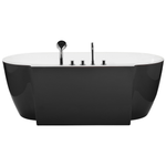 Badewanne freistehend schwarz mit Armatur oval 170 x 80 cm ROTSO