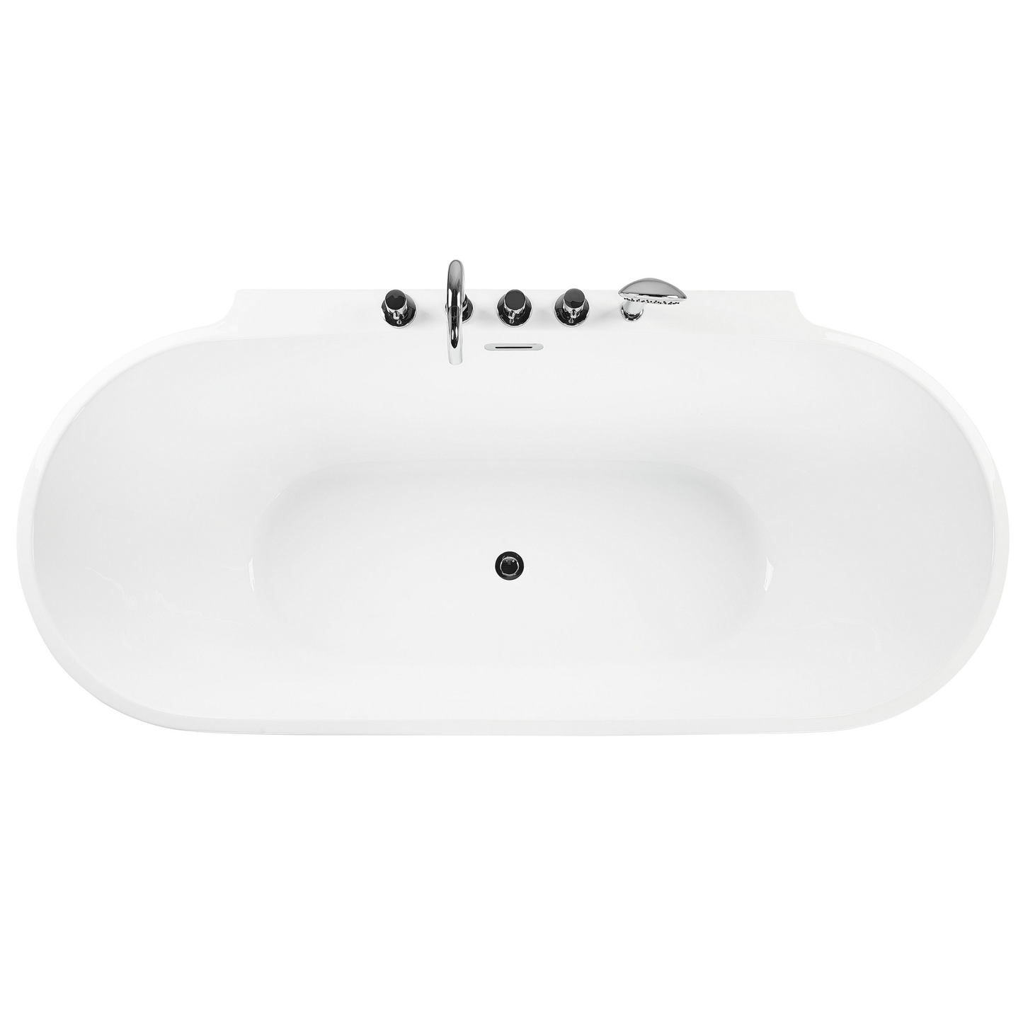 Badewanne freistehend schwarz mit Armatur oval 170 x 80 cm ROTSO