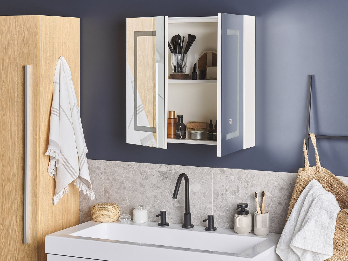 Bad-Spiegelschrank LED MAZARREDO 60 cm 60 cm Weiss