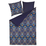 Bettwäsche-Set MADRONA Baumwollsatin 155 x 220 cm Dunkelblau