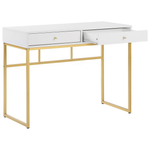 Schreibtisch weiss / gold 100 x 50 cm 2 Schubladen DAPHNE