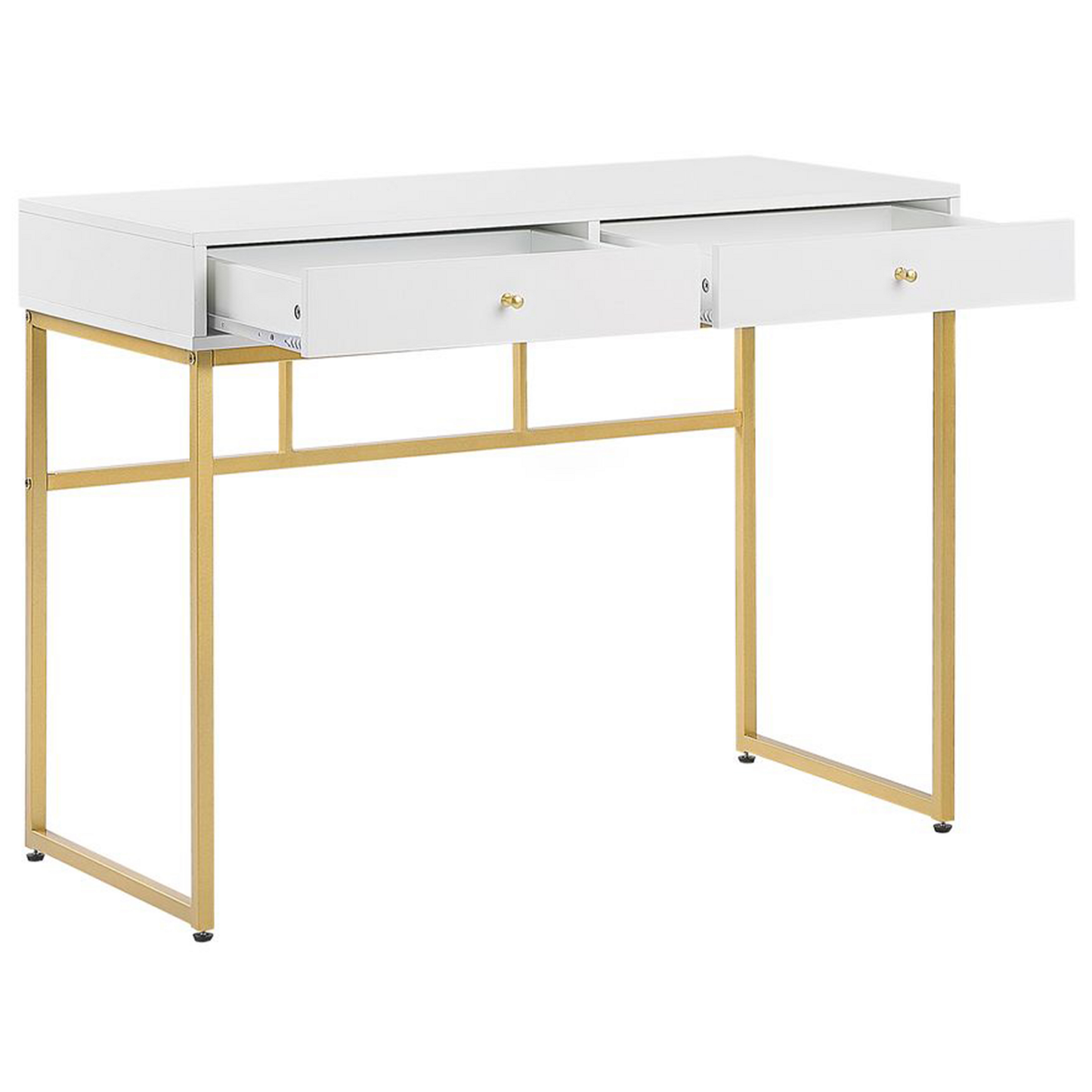 Schreibtisch weiss / gold 100 x 50 cm 2 Schubladen DAPHNE