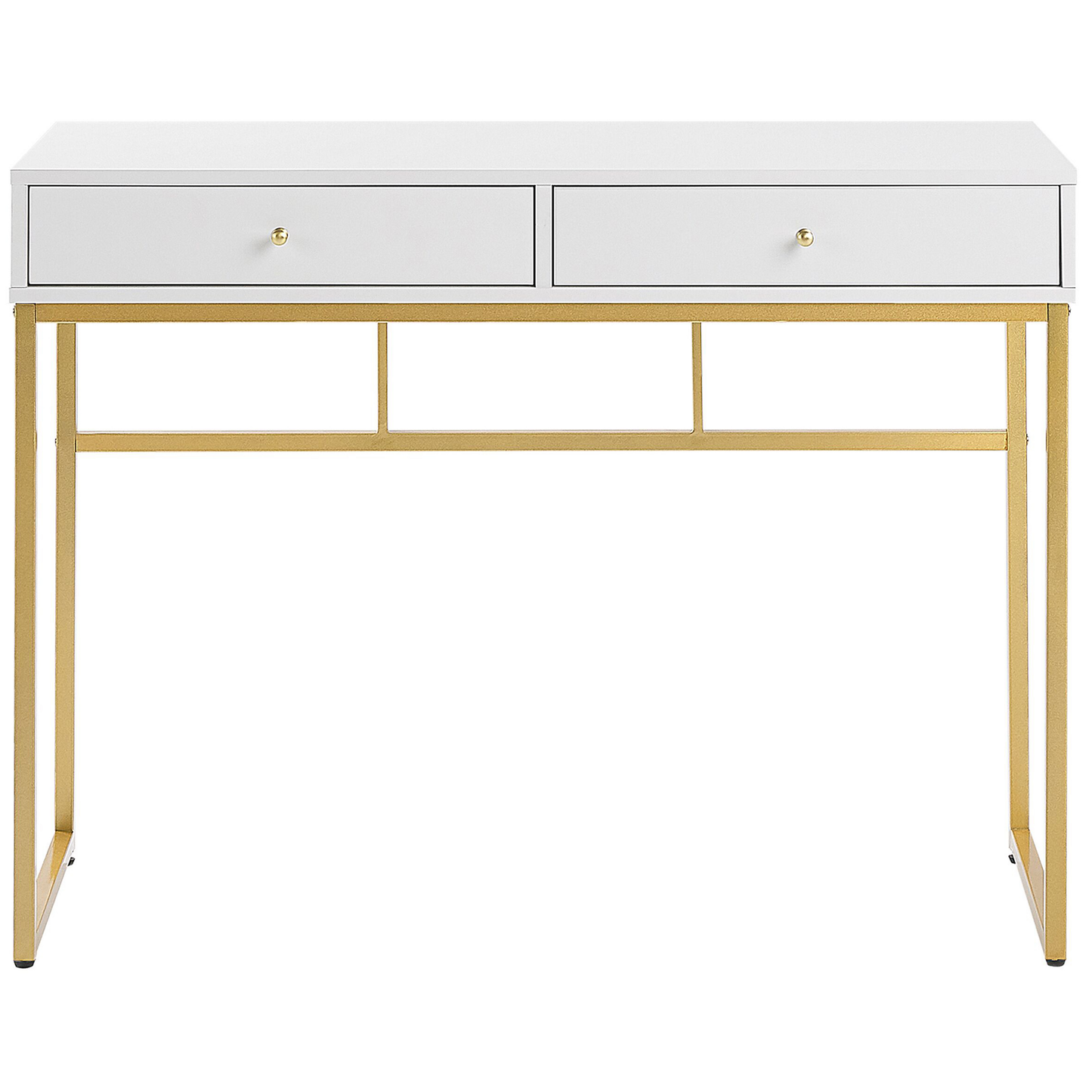 Schreibtisch weiss / gold 100 x 50 cm 2 Schubladen DAPHNE