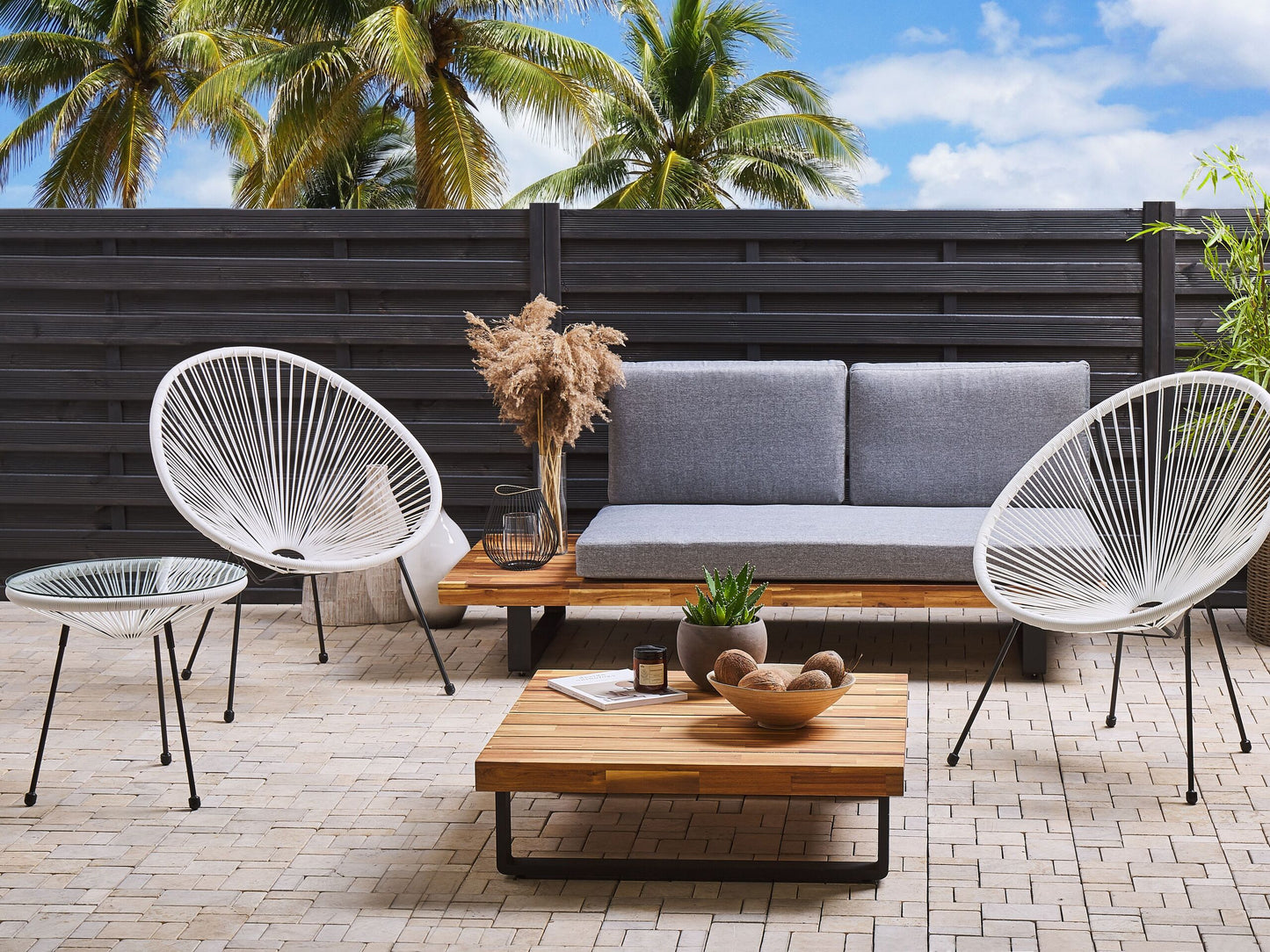 Bistro Set ACAPULCO II Polyrattan Weiss