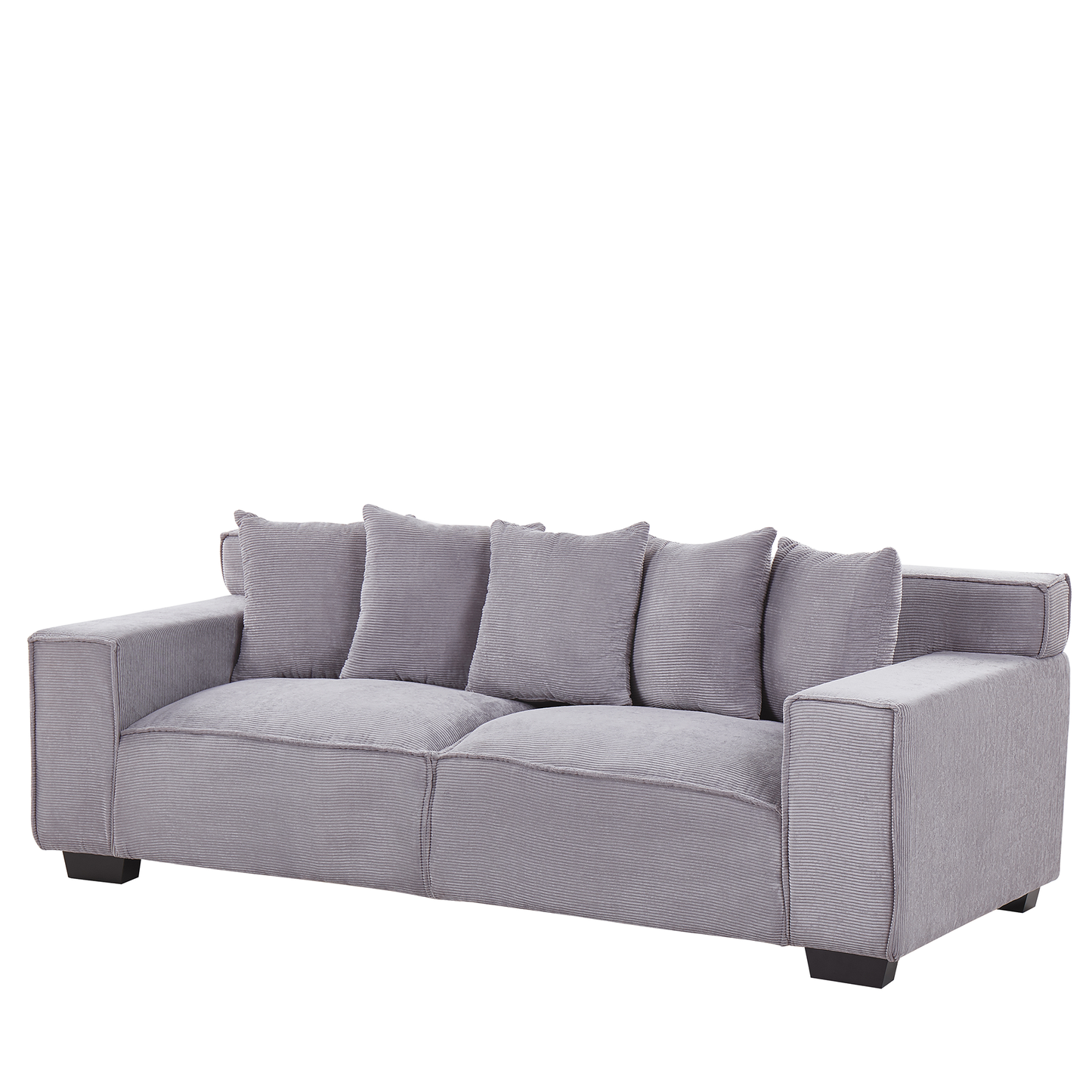 3-Sitzer Sofa Cord hellgrau mit Kissen VISKAN