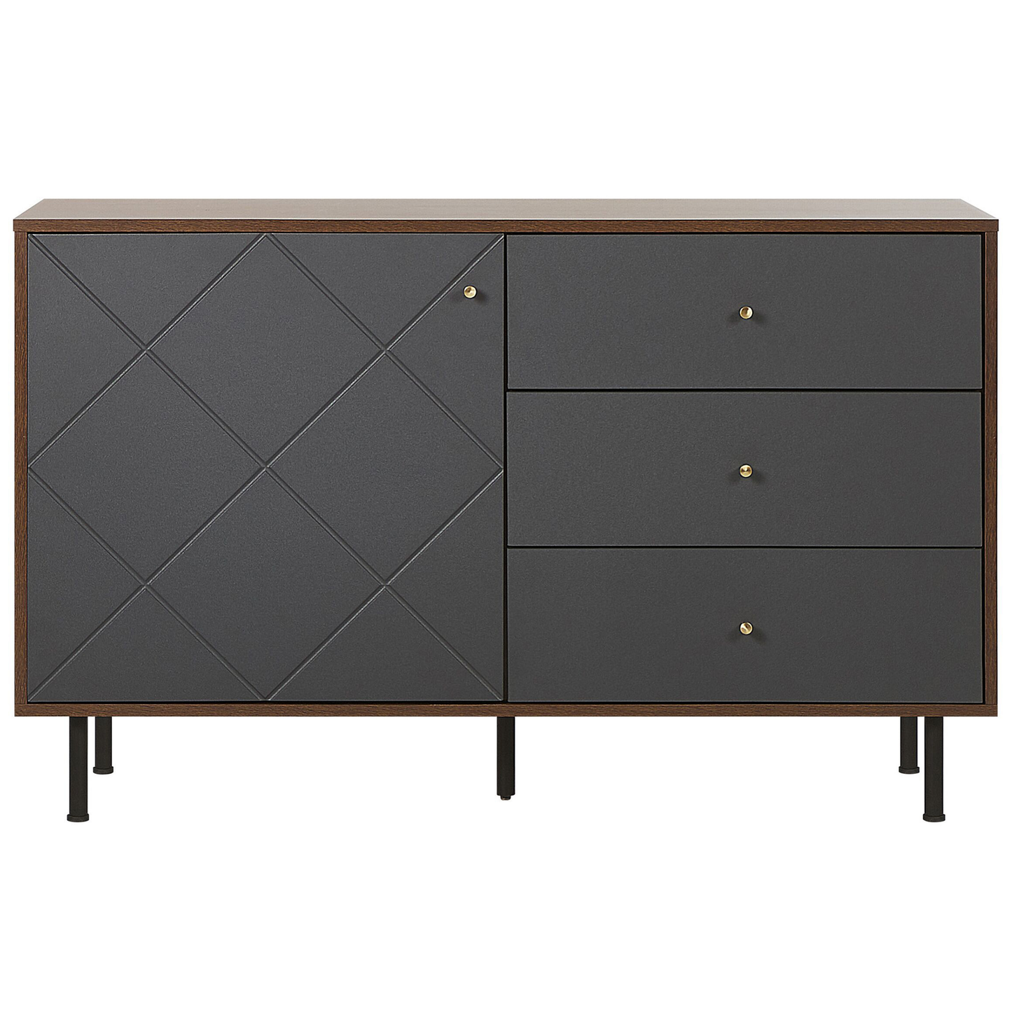 Sideboard PALMER 76 cm Holzoptik Dunkelbraun / Grau