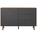 Sideboard PALMER 76 cm Holzoptik Dunkelbraun / Grau