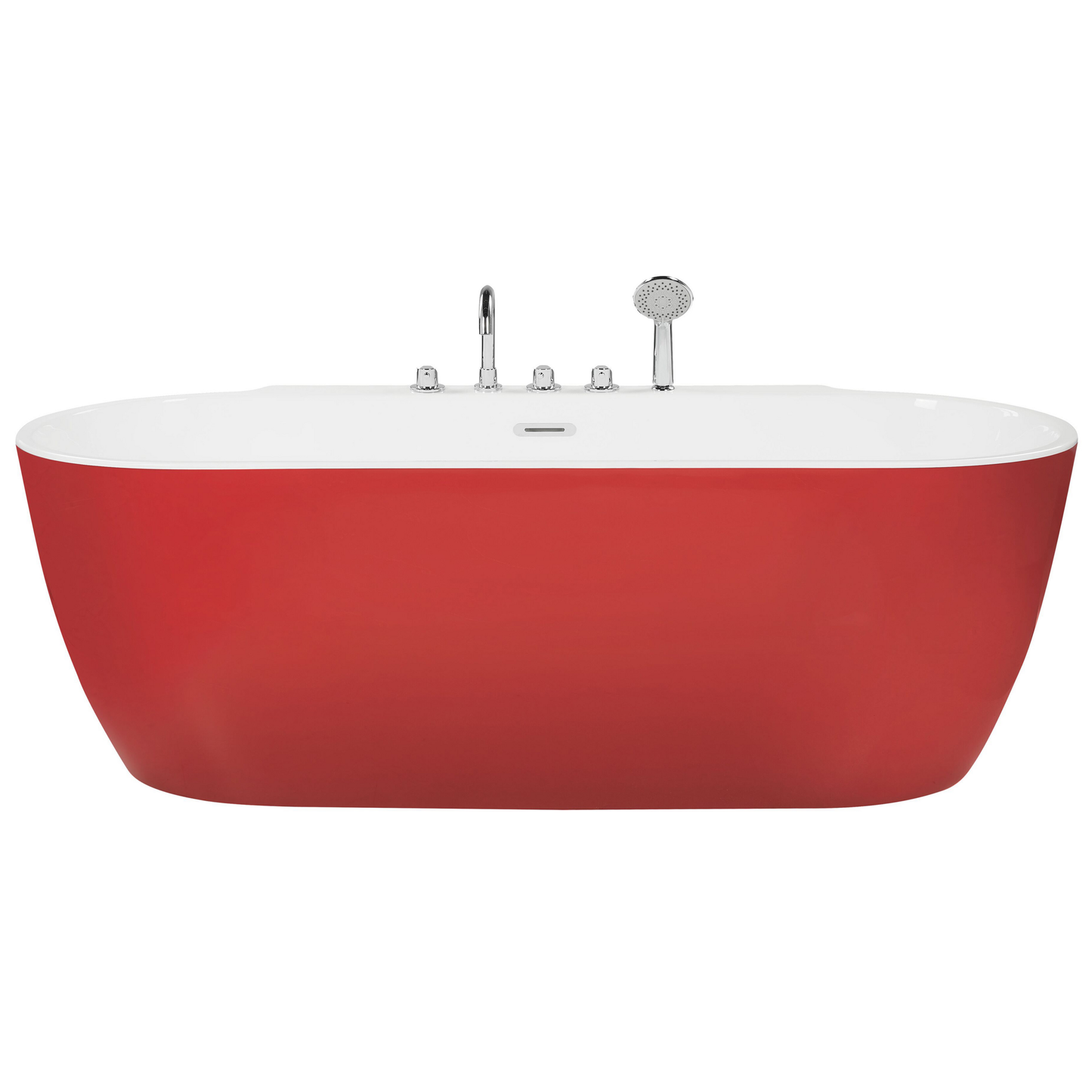 Badewanne freistehend rot mit Armatur oval 170 x 80 cm ROTSO