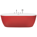 Badewanne freistehend rot mit Armatur oval 170 x 80 cm ROTSO